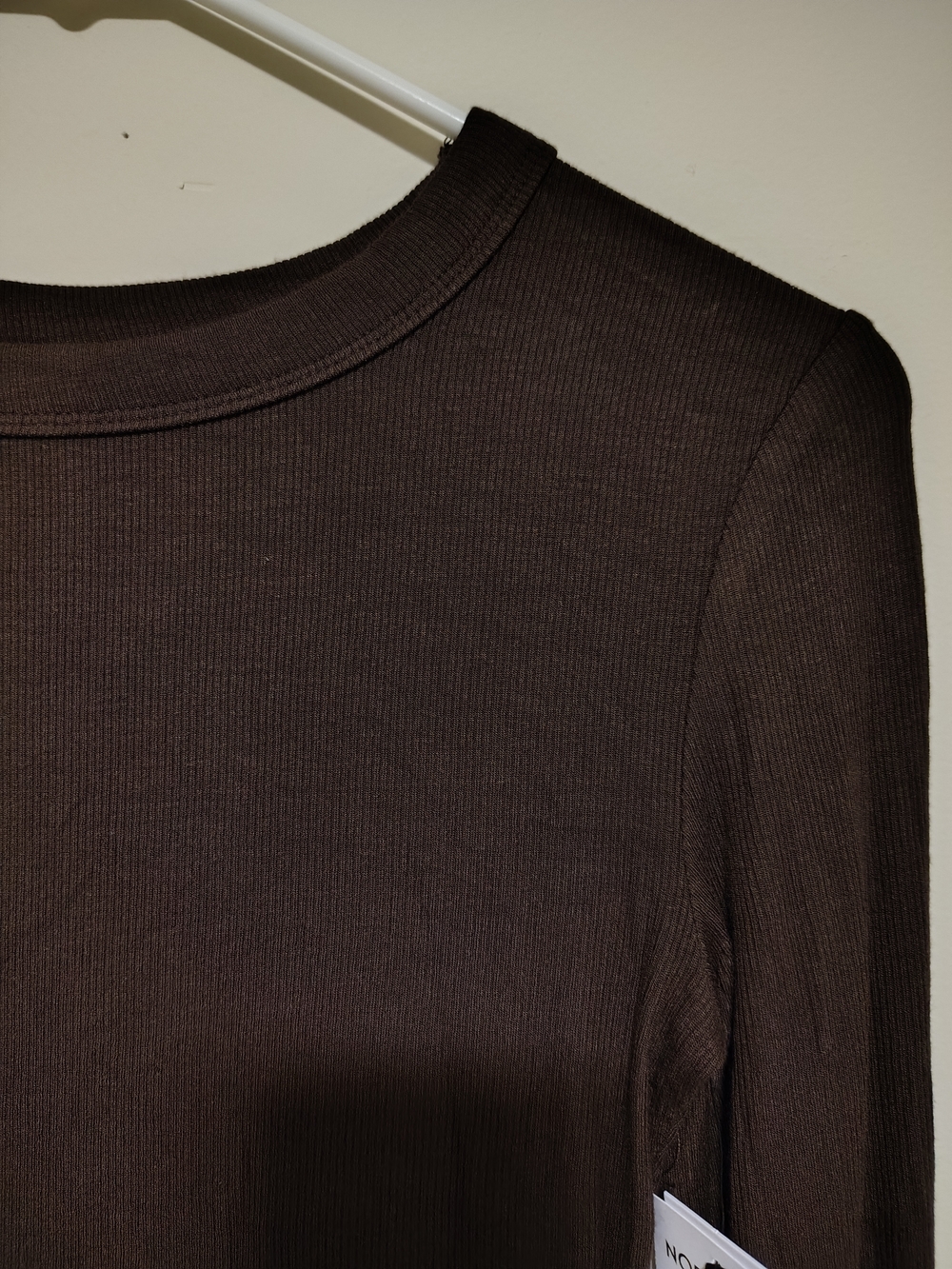 bp Ribbed Long-Sleeve Crewneck Top - Dark Brown - Picture 5 of 8